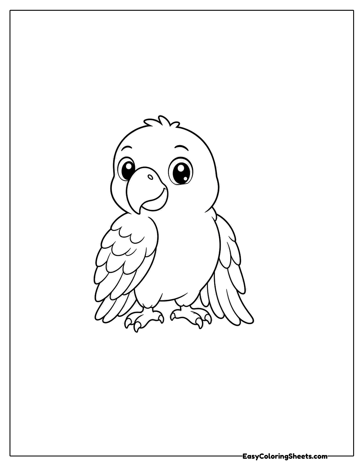 Plain smiling parrot standing