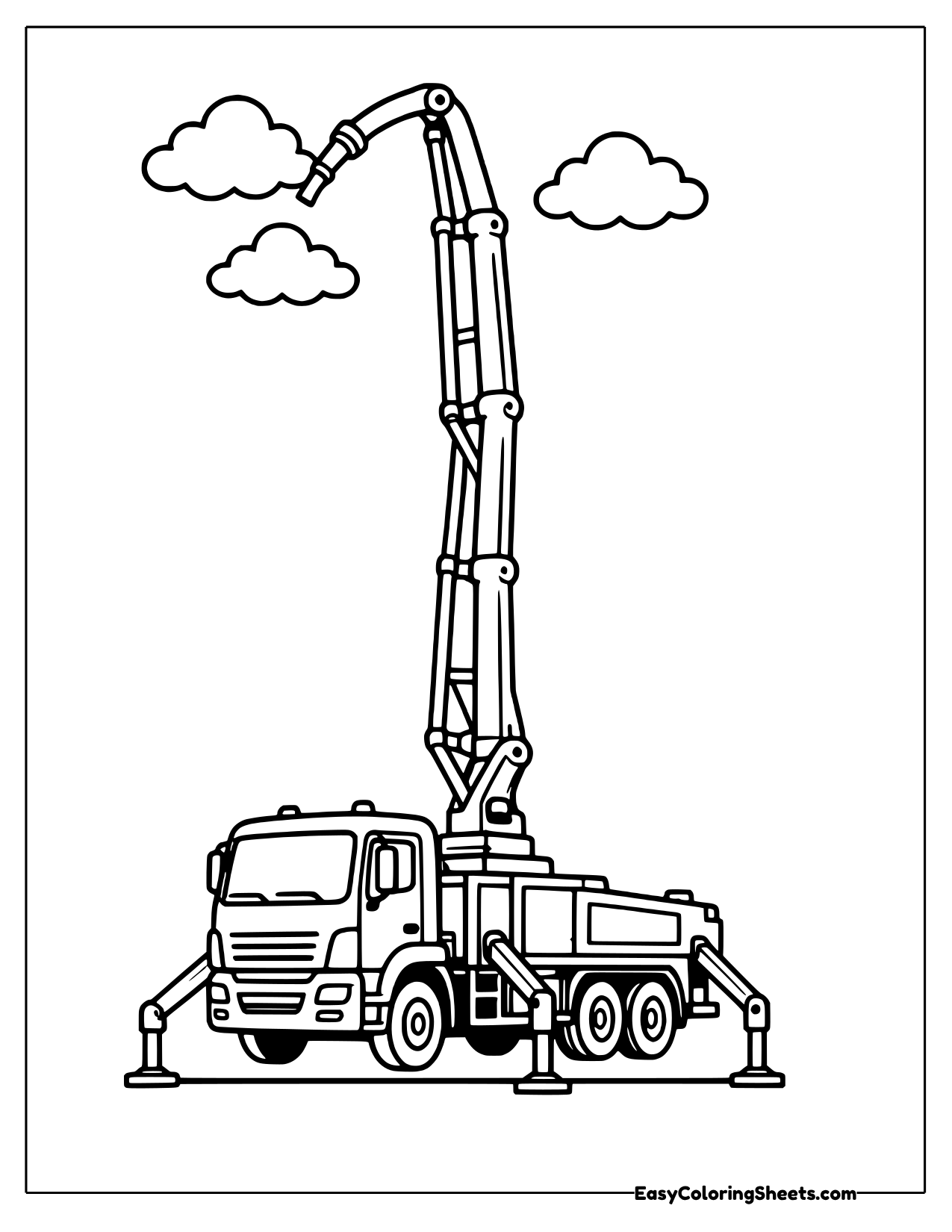 Concrete pump truck with a tall boom