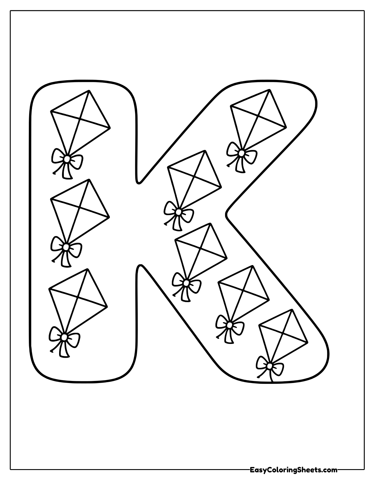 Bubble letter K decorated with kites