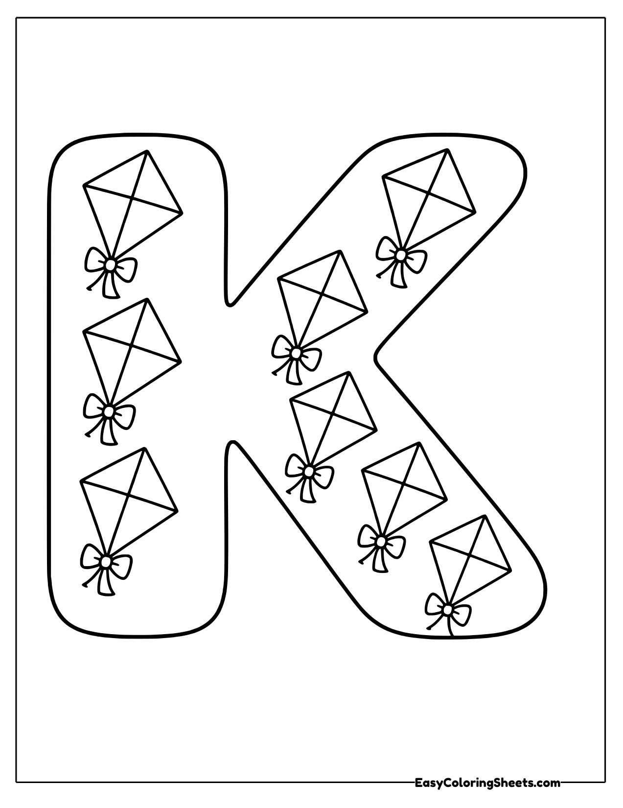 Bubble letter K decorated with kites