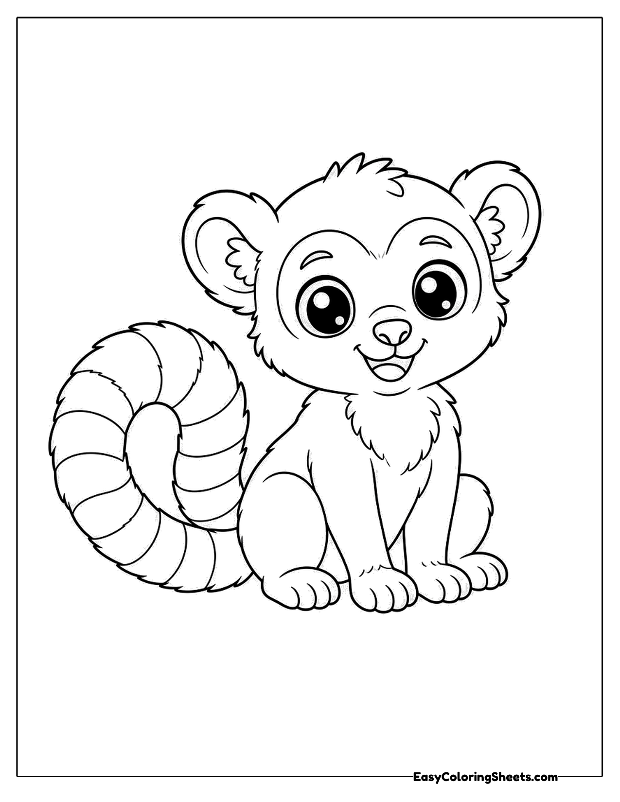 Baby lemur sitting with a ringed tail
