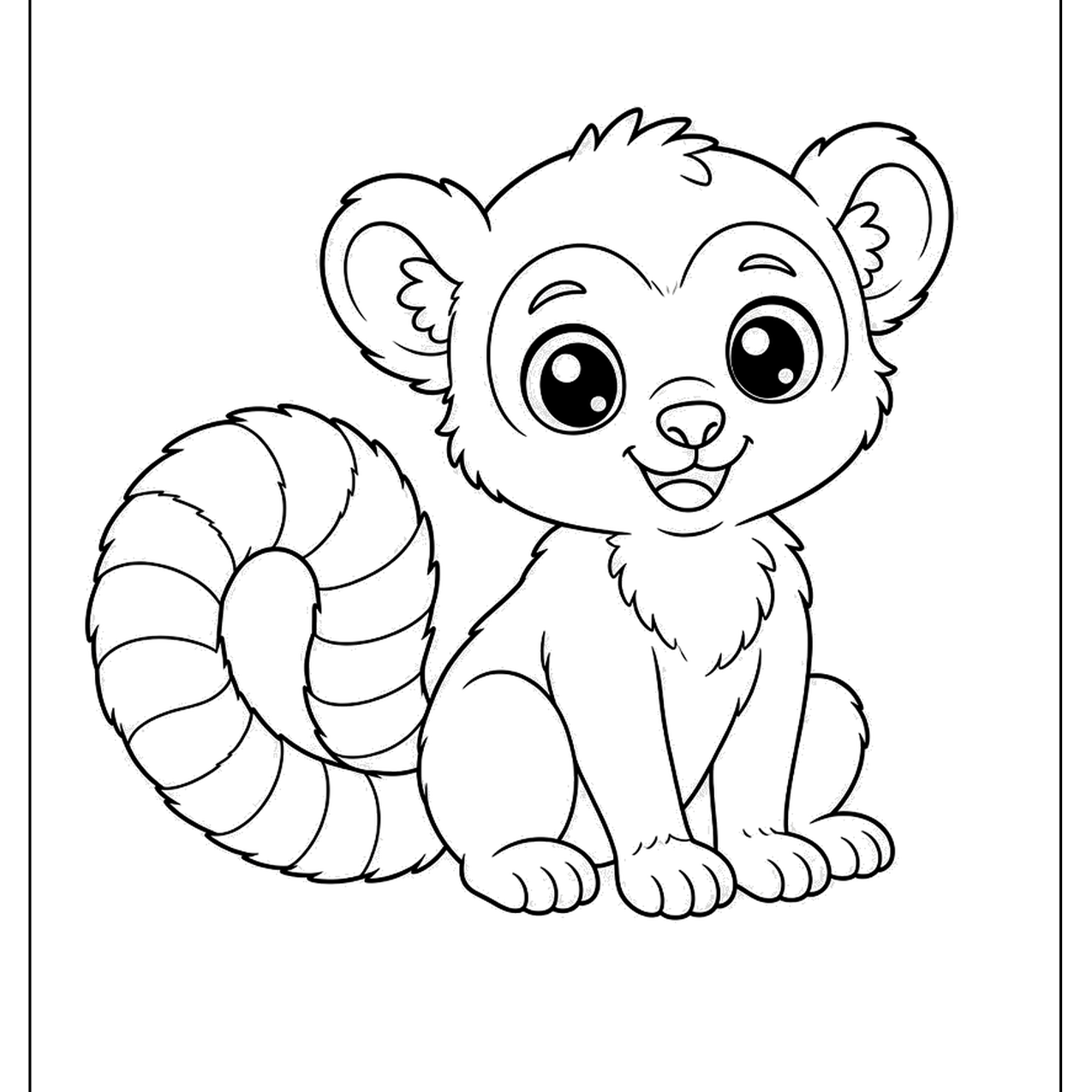 Baby lemur sitting with a ringed tail