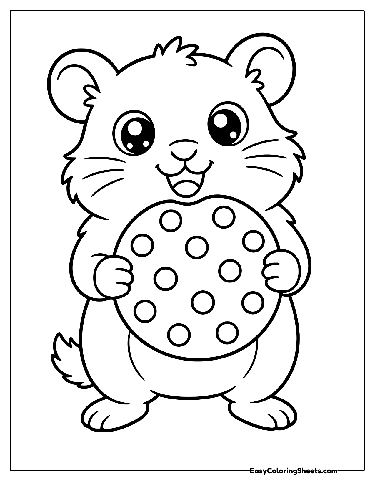 Hamster holding a big chocolate chip cookie
