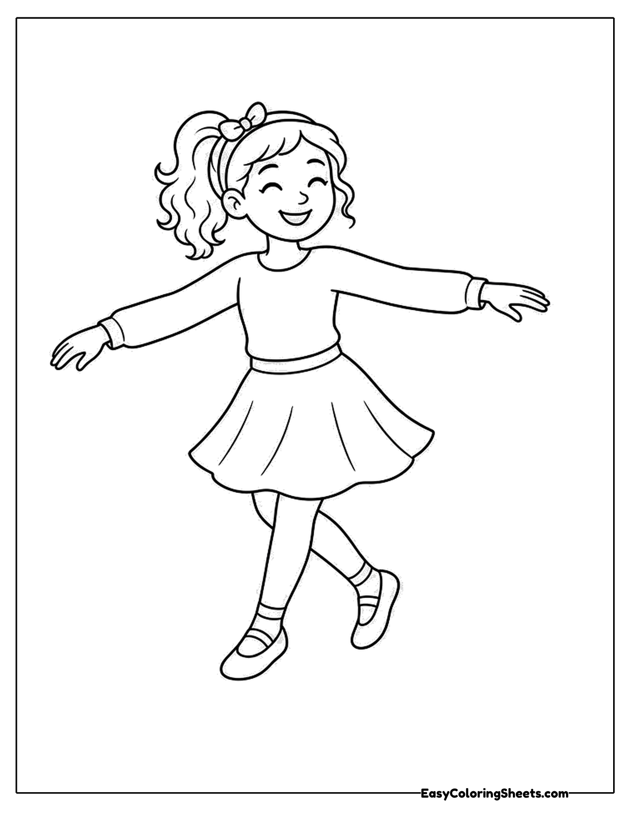 Cute dancer twirling in a skirt