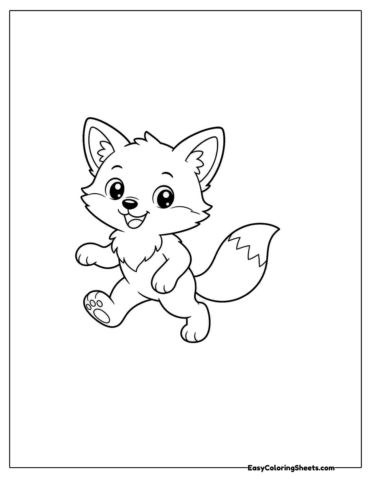 Fox caught mid step with one paw lifted