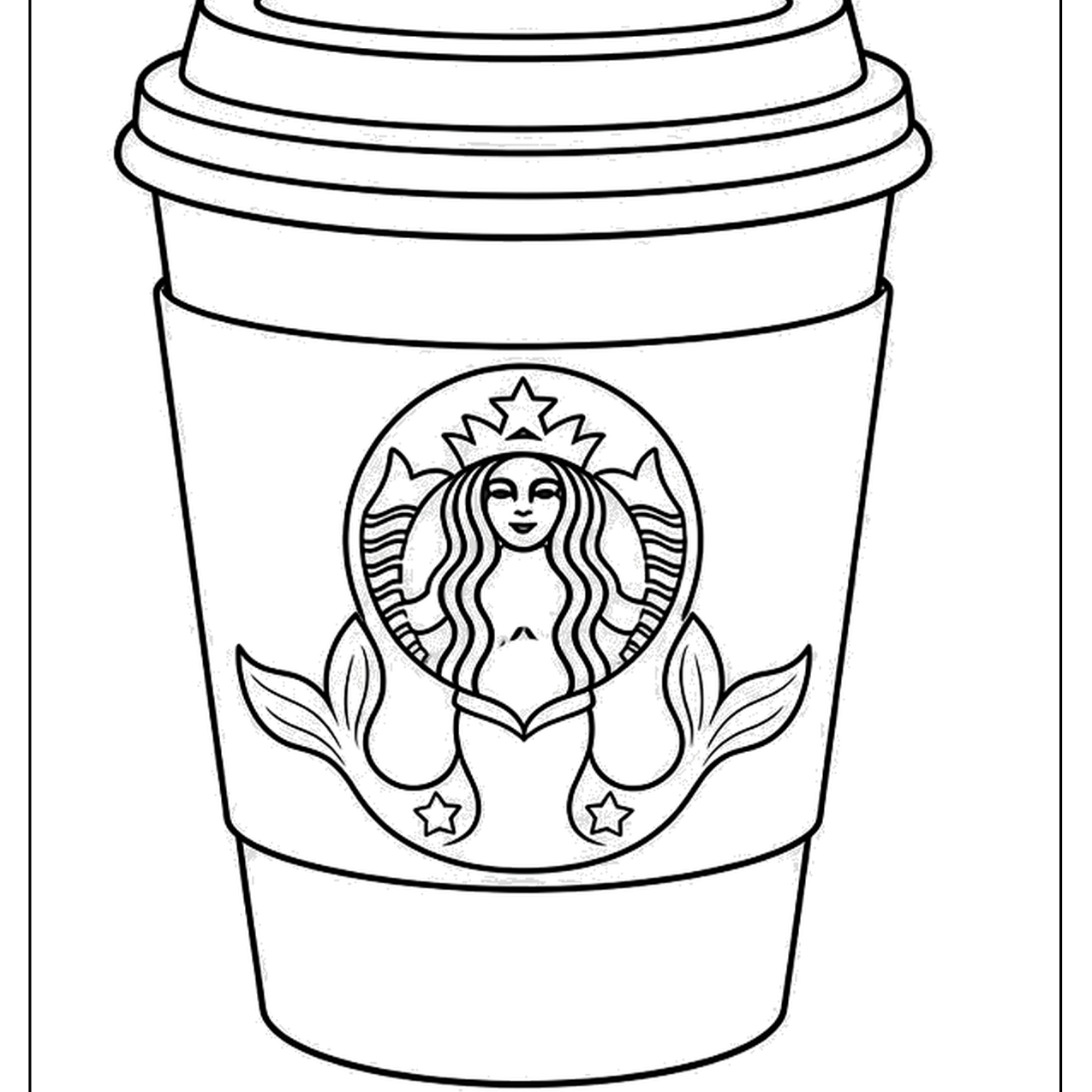 Coffee cup with a lid and a round mermaid emblem