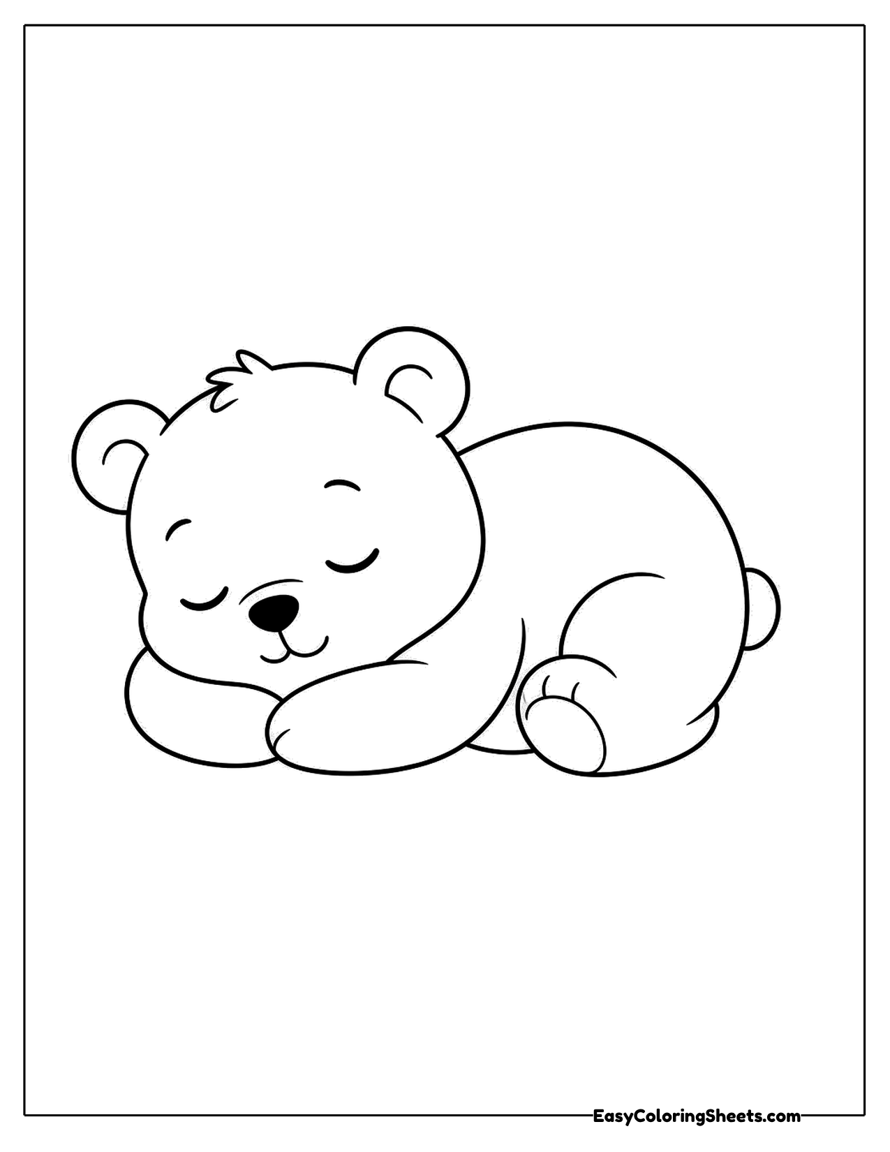 Sleepy bear curled up napping
