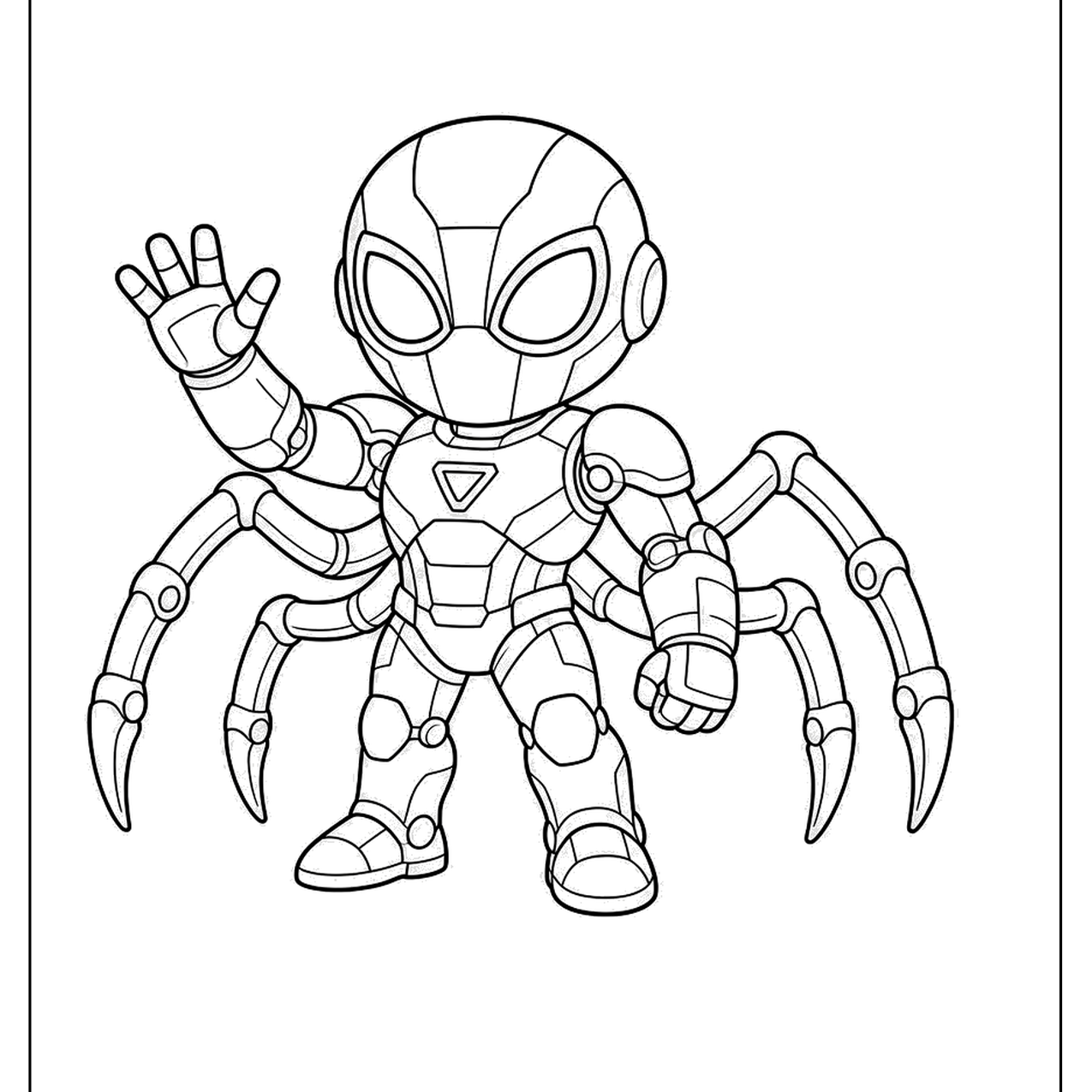 Armored robot spider hero waving