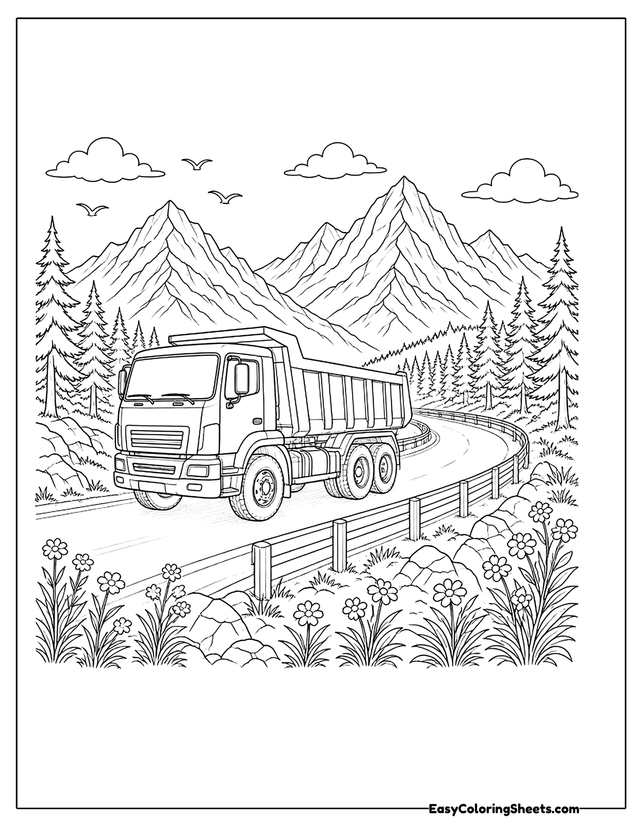 Dump truck on a mountain road