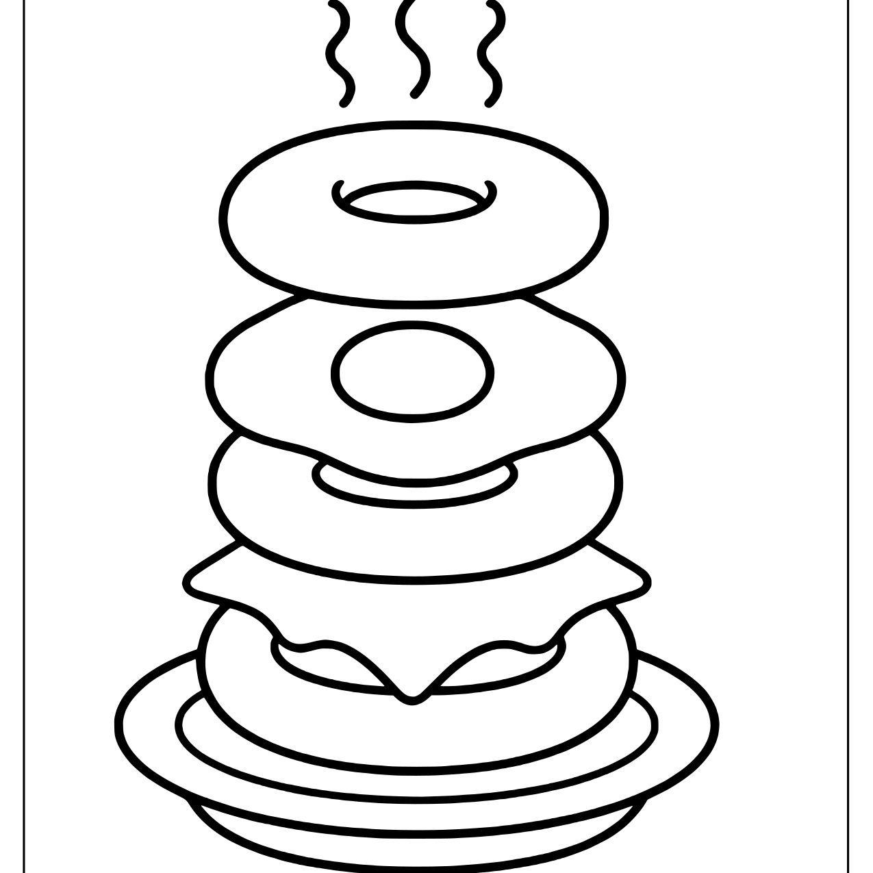 Tall stack of bagels on a plate with steam