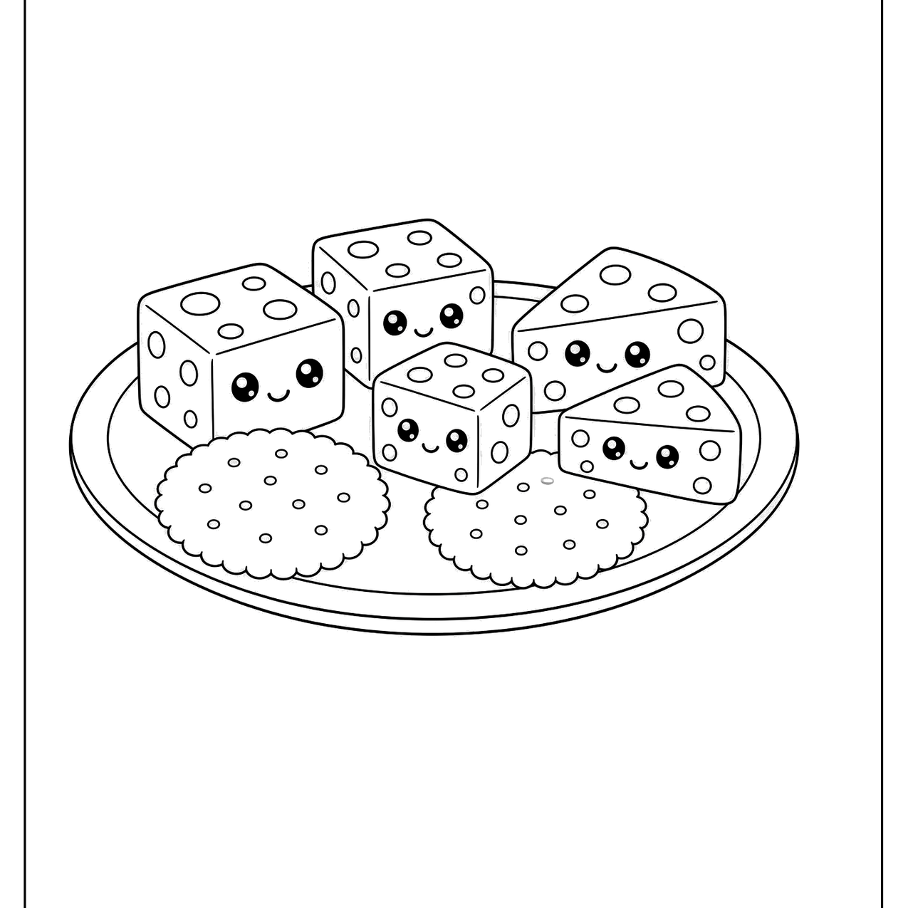 Plate of cheese cubes and round crackers
