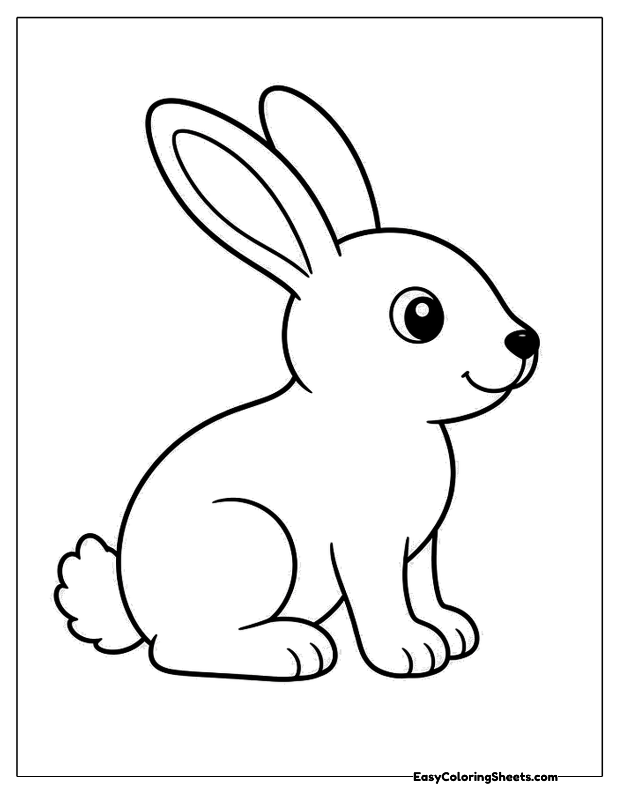 Large side view of a rabbit with a pointed nose and fluffy tail