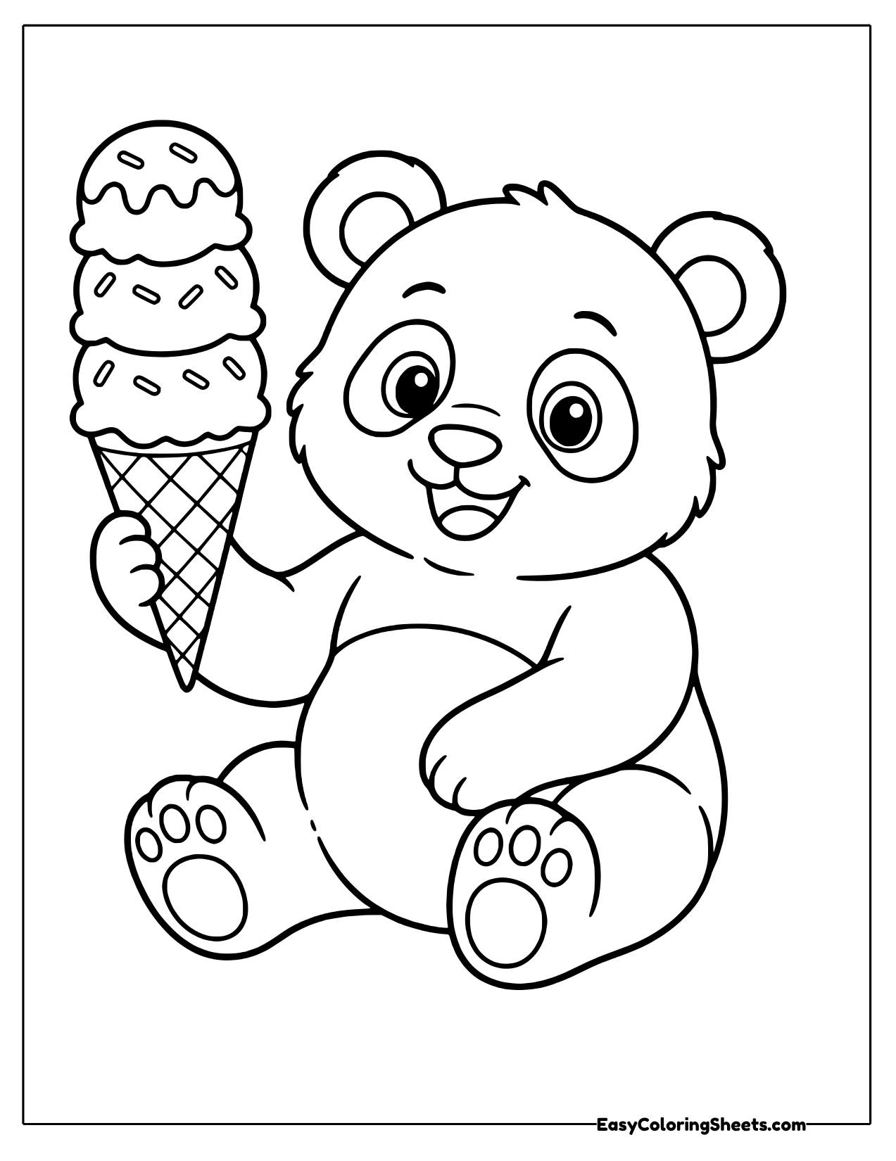 Panda holding an ice cream cone