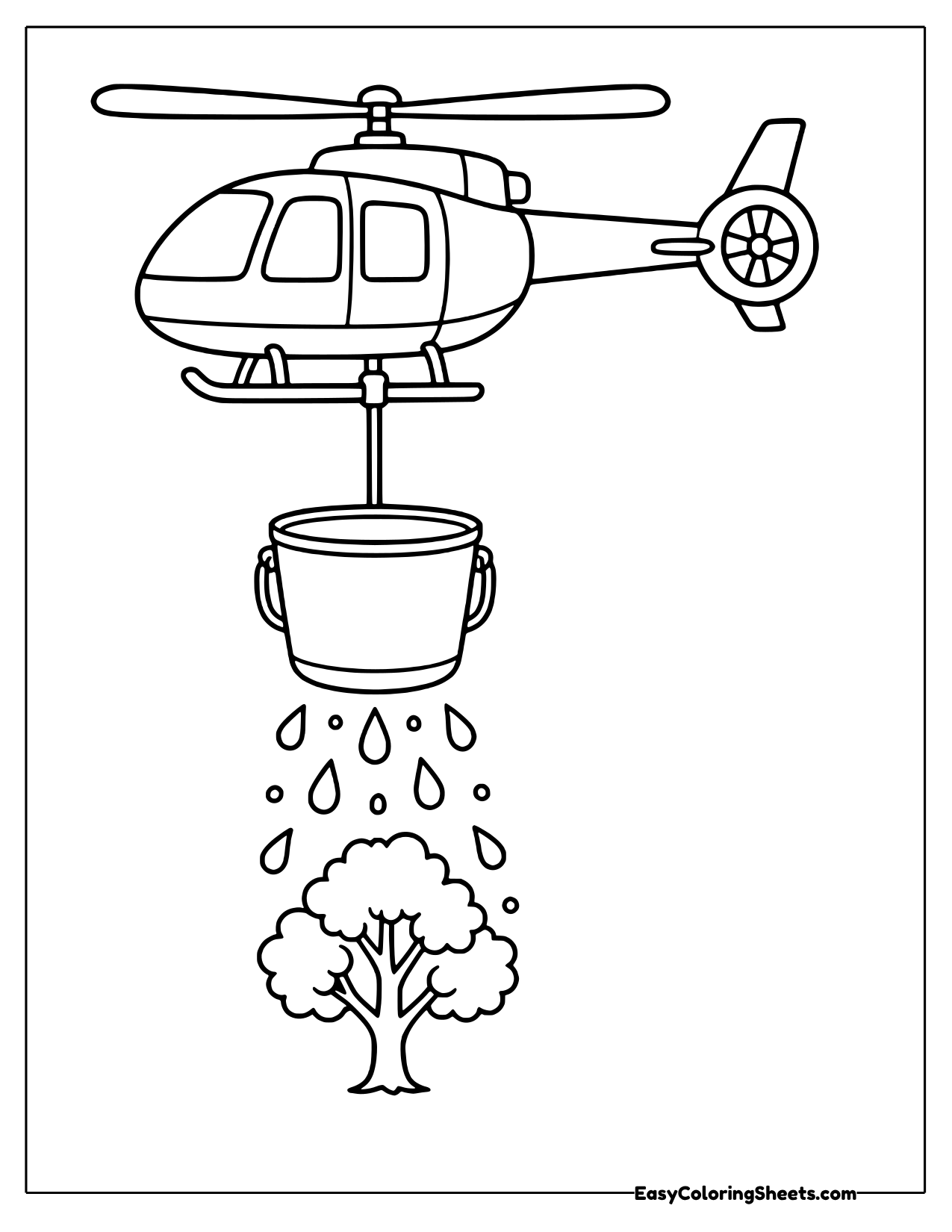 Free Helicopter Fire Bucket Coloring Page | Easy Coloring Sheets