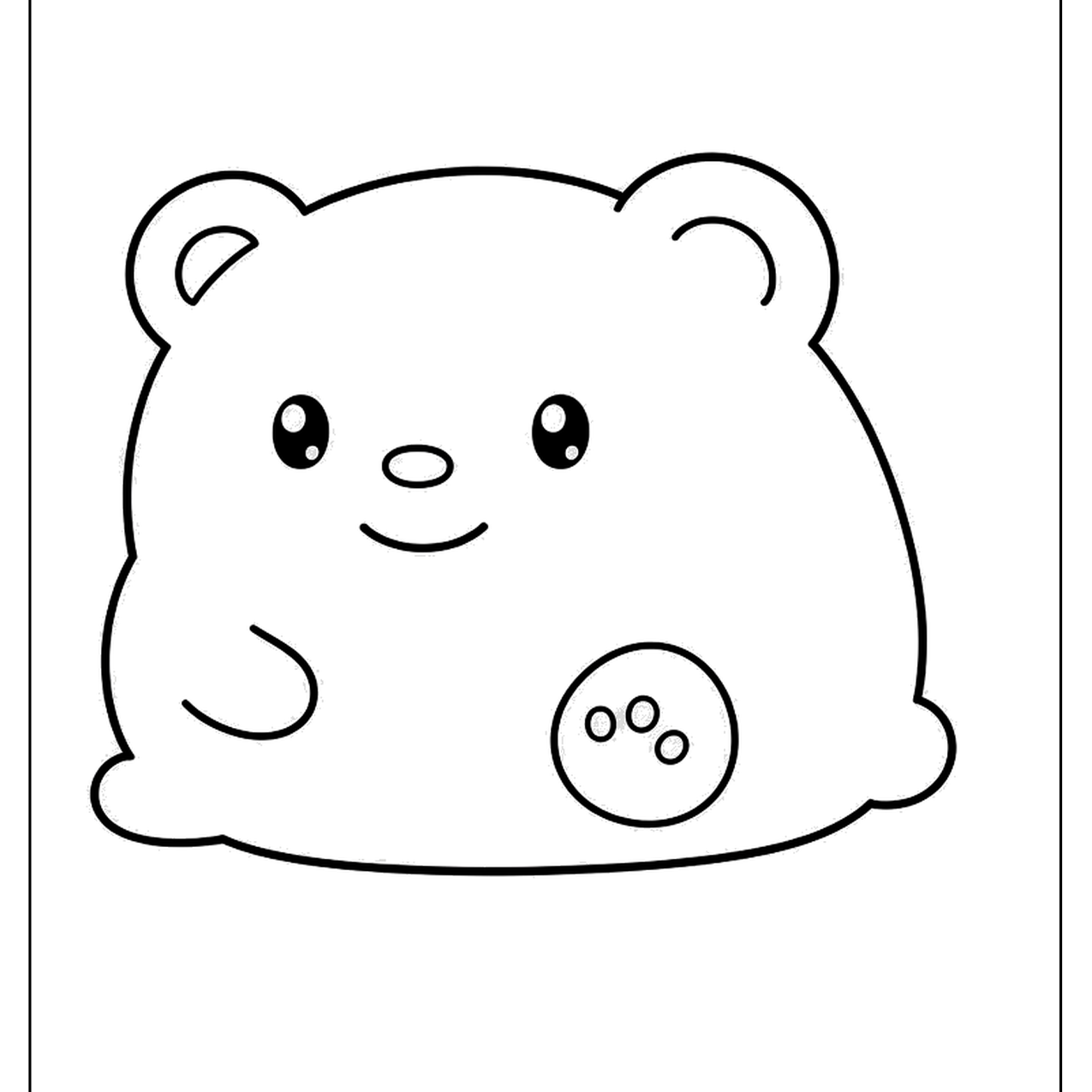 Round blob shaped bear with a sleepy smile