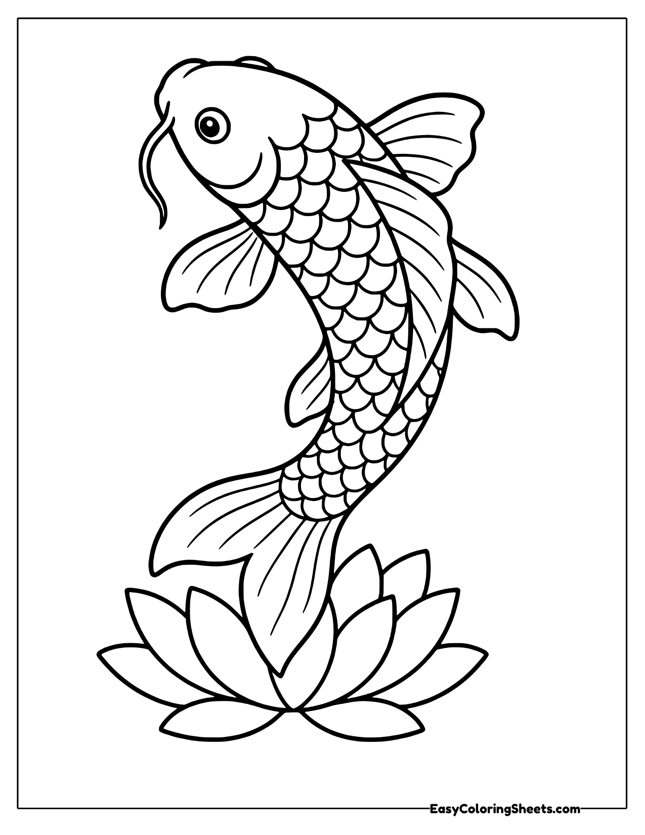Koi swimming above a lotus flower