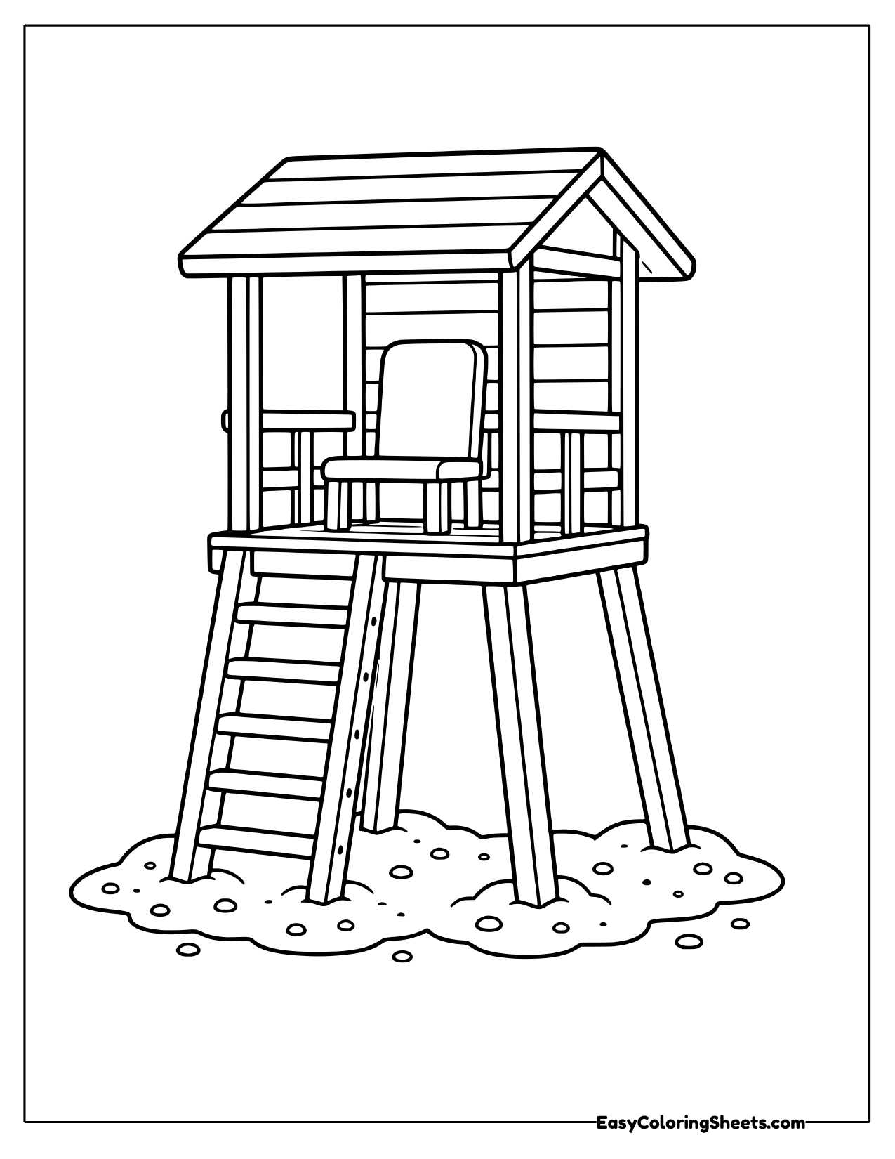 Wooden lifeguard tower on the sand