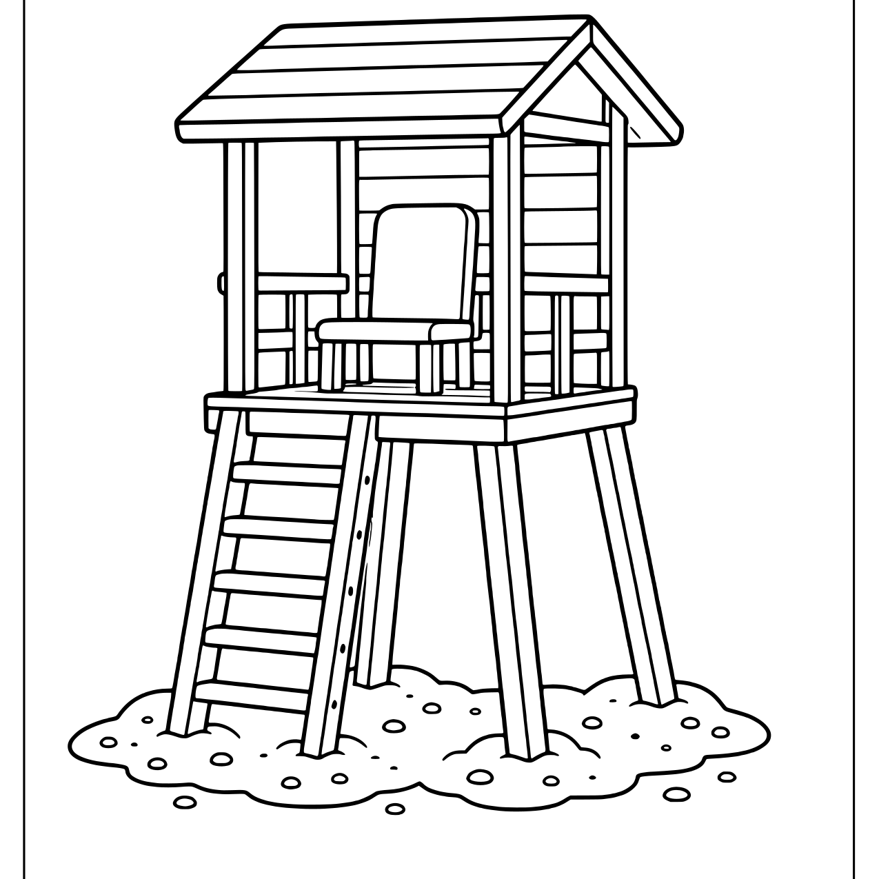 Wooden lifeguard tower on the sand