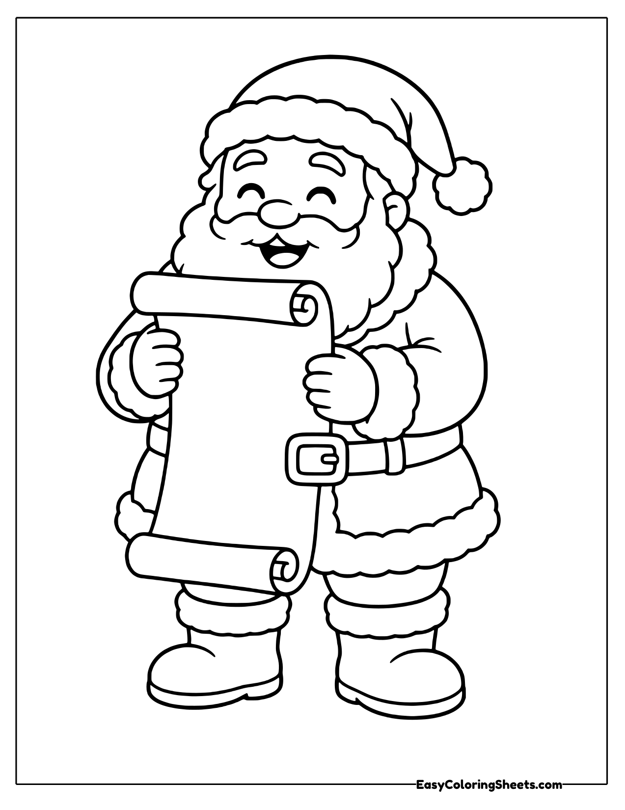 Santa reading a long scroll list