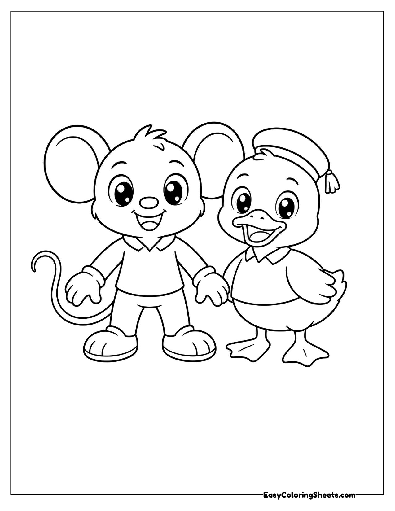 Cartoon mouse and duck friends