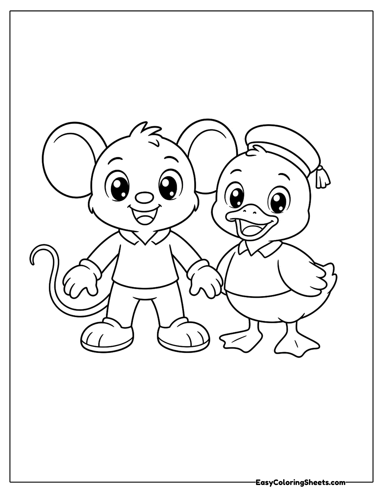 Cartoon mouse and duck friends