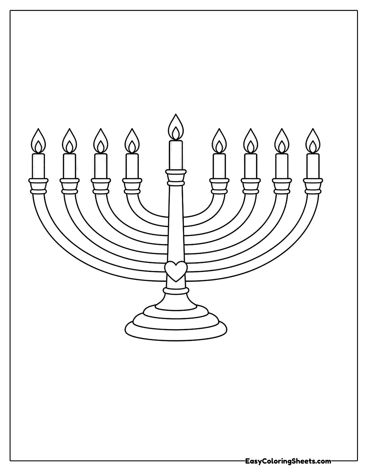 Simple menorah with nine candles lit