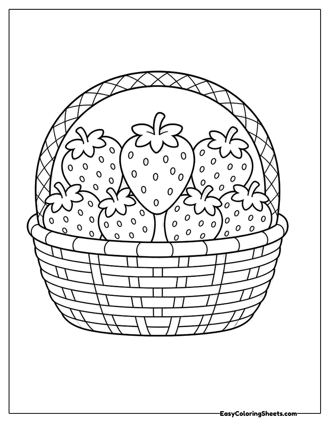 Woven basket filled with fresh strawberries