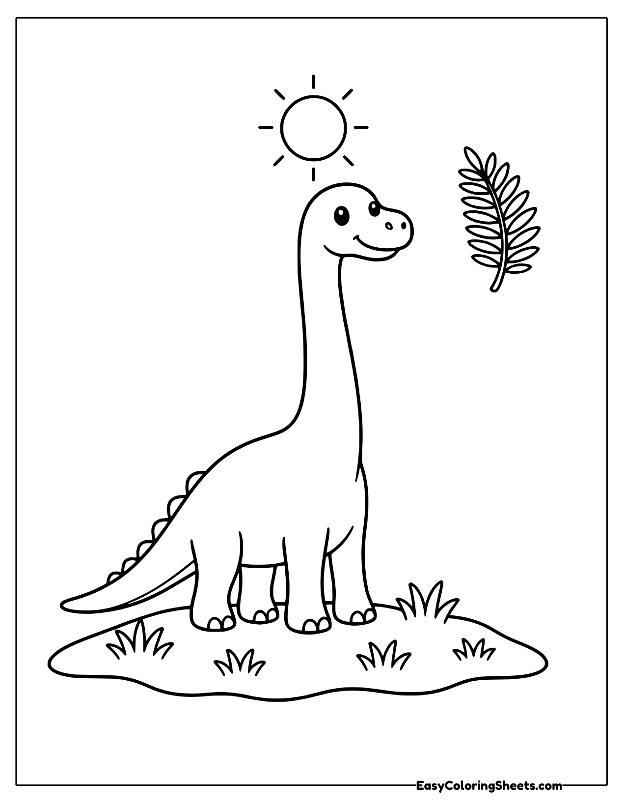 Long neck dinosaur looking up at the sun