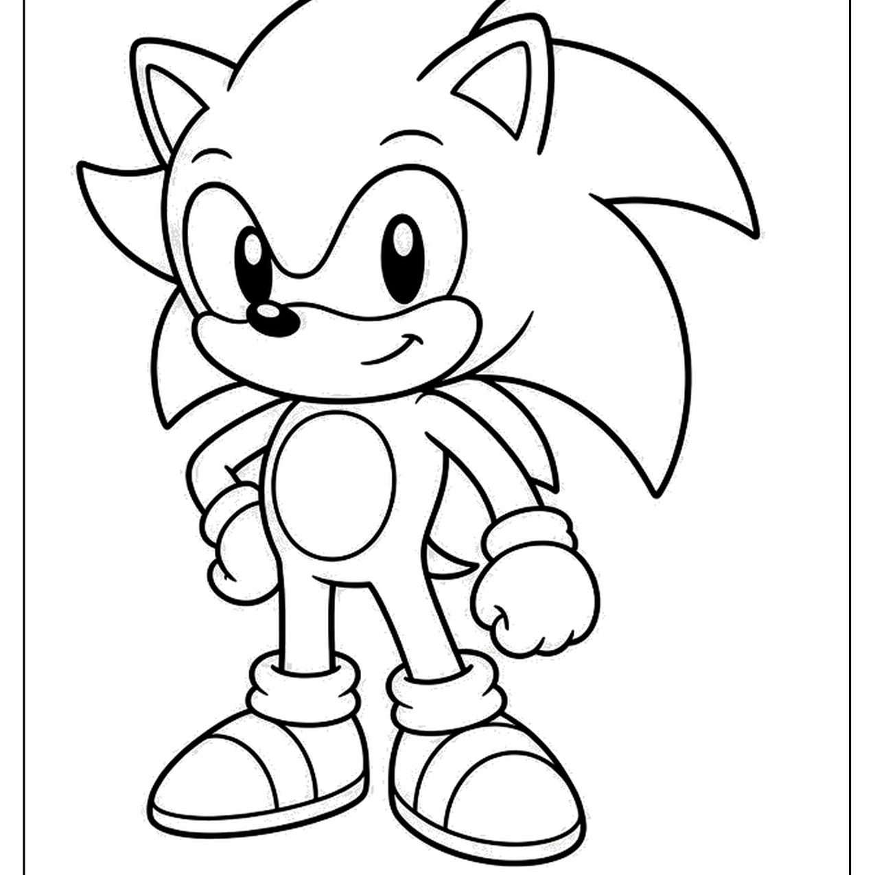 Spiky blue hedgehog character standing with a grin