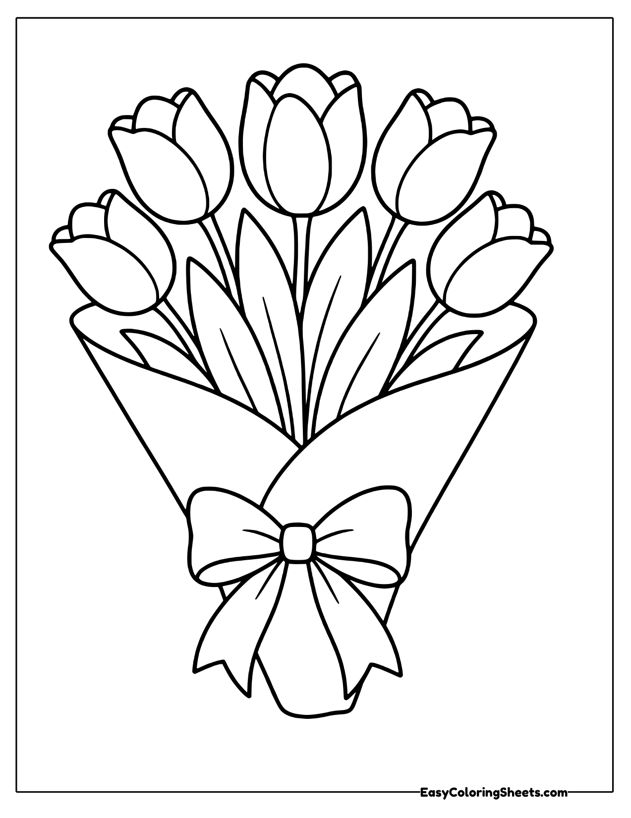 Bouquet of tulips wrapped in a paper cone