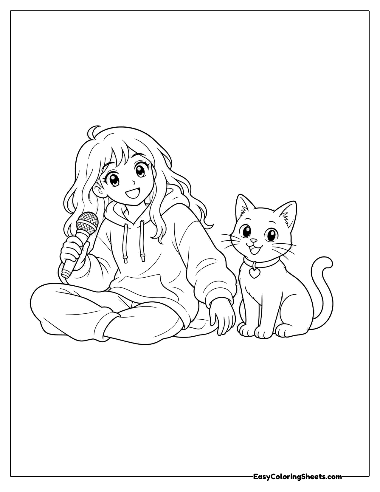 Singer sitting with a cat