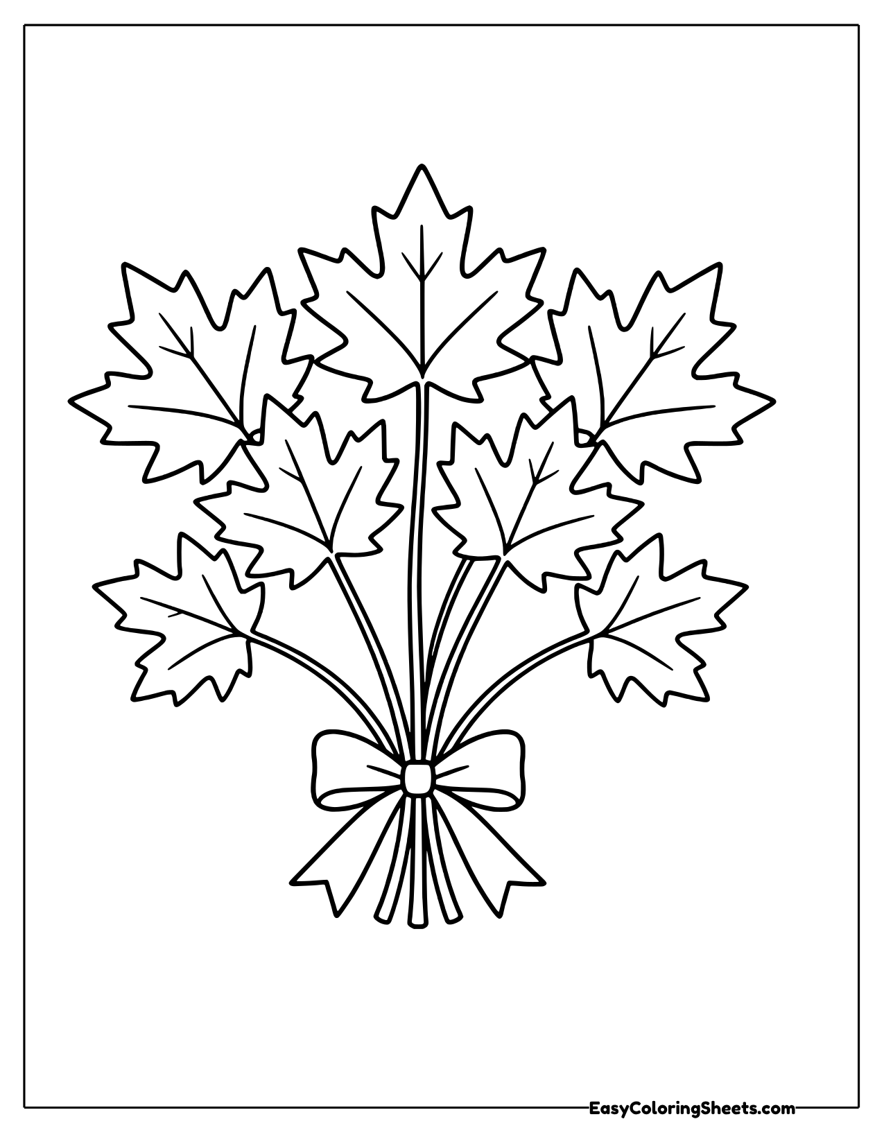 Bouquet of maple leaves tied with a bow