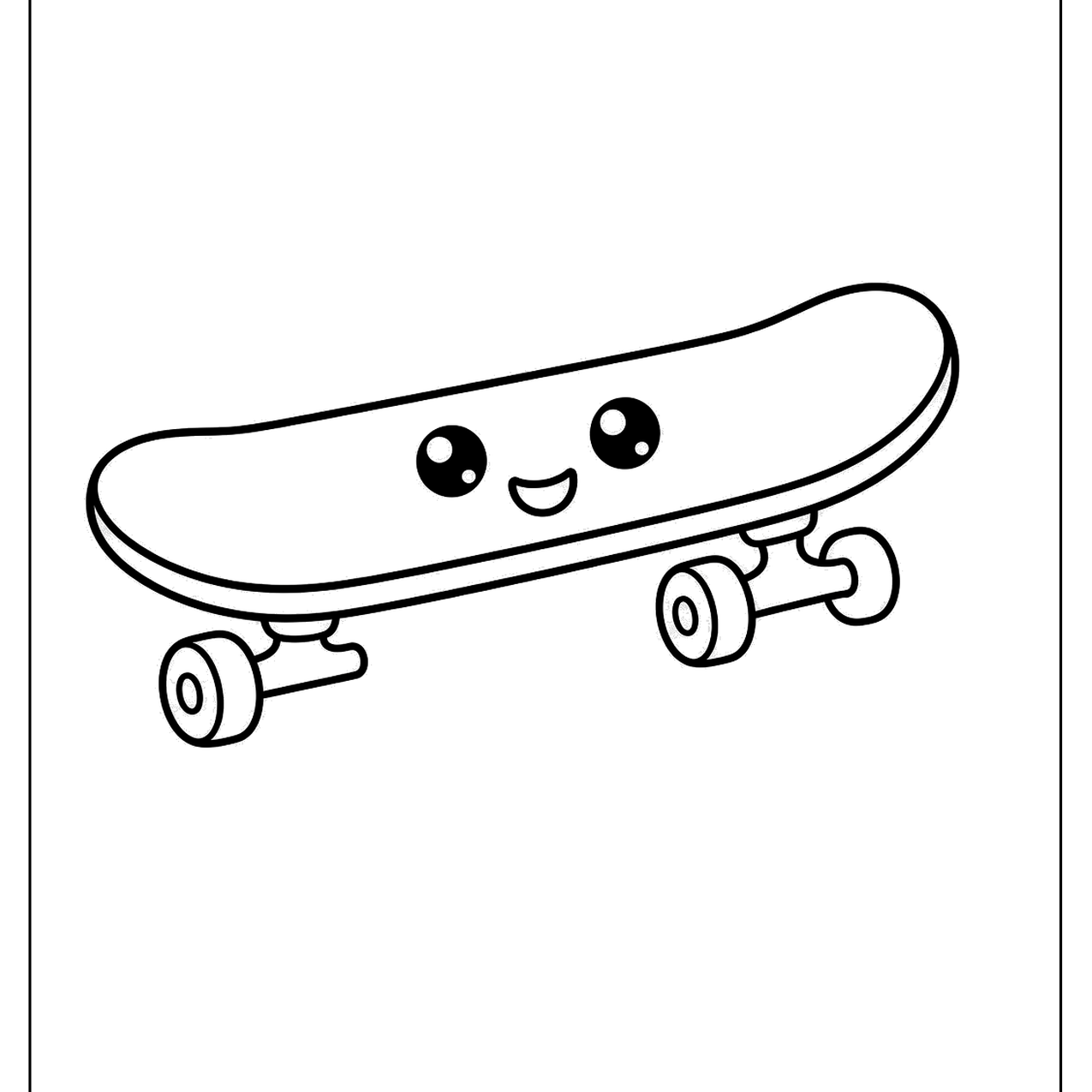 Smiling skateboard character with a happy face on its deck