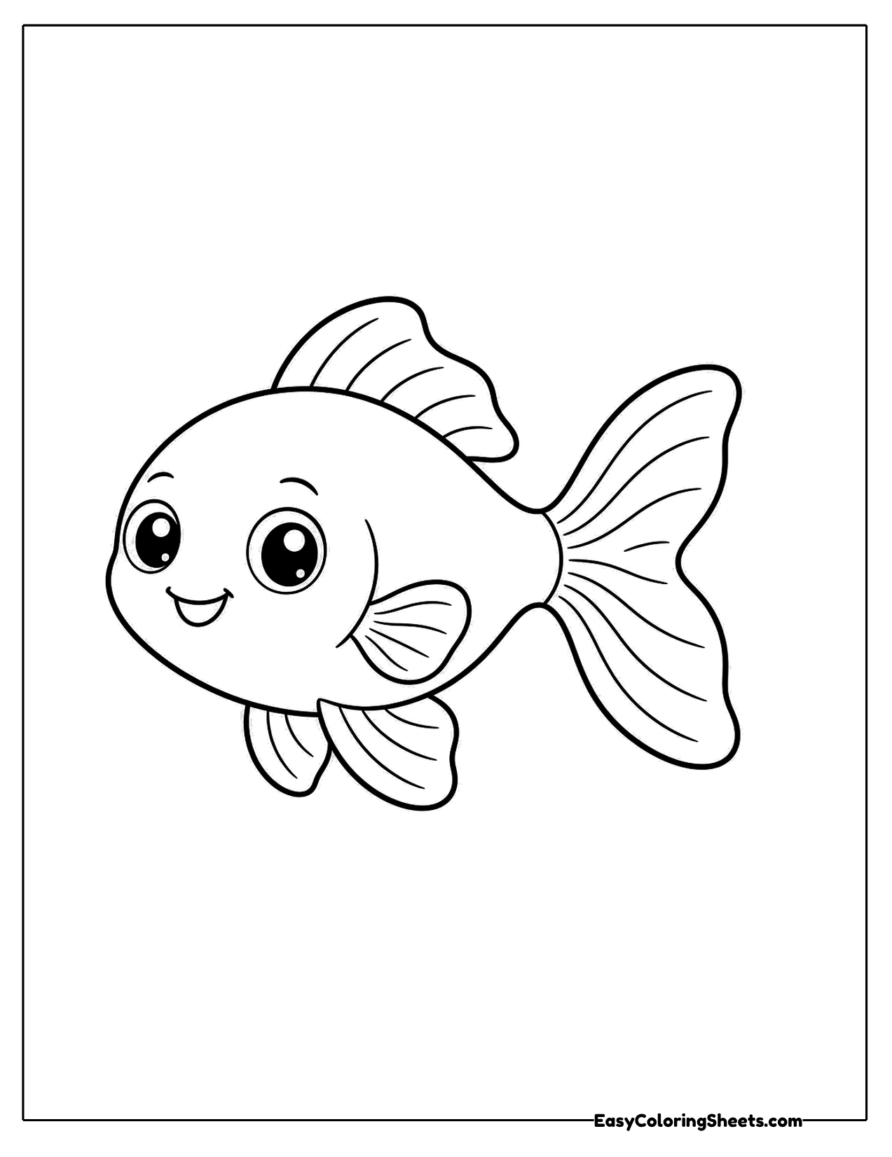 Calm goldfish with a flowing tail and rounded fins