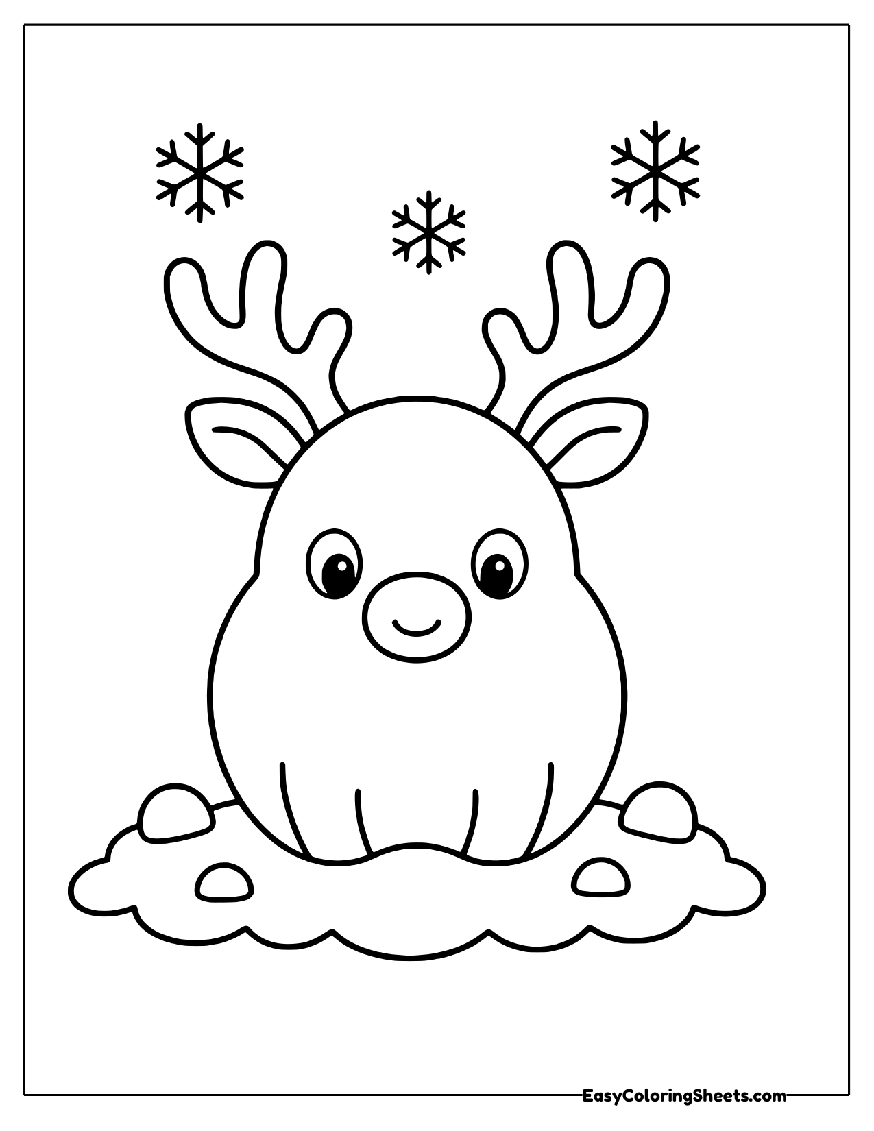 Smiling reindeer sitting front view