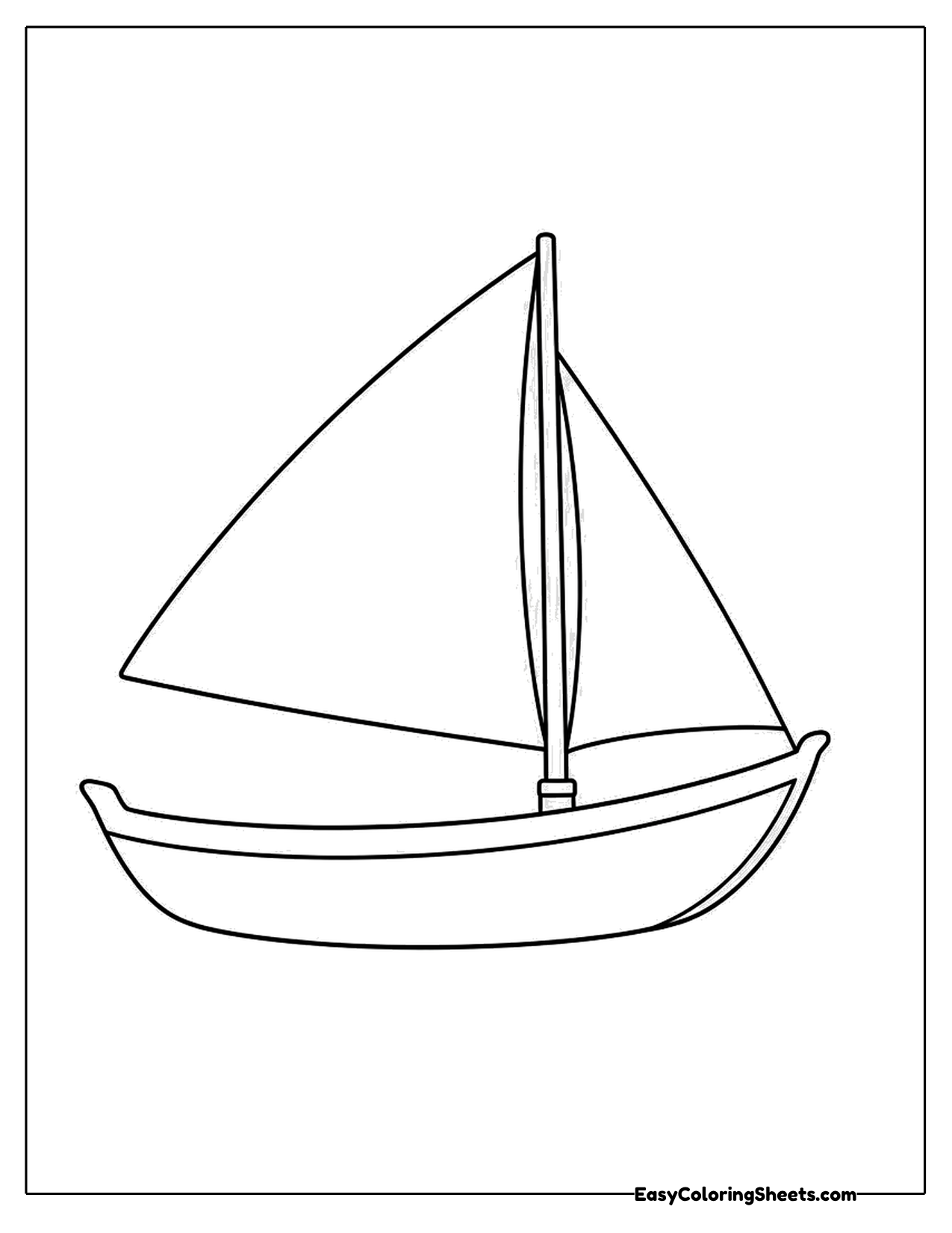 Simple sailboat with a tall mast and two triangle sails