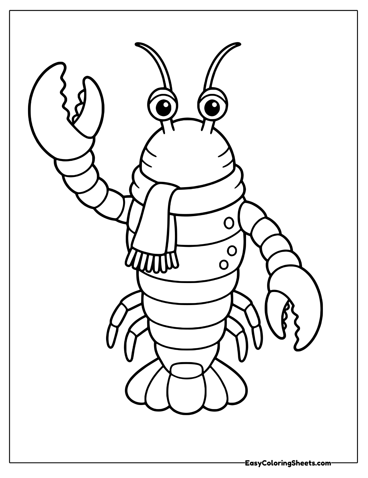 Lobster wearing a striped scarf