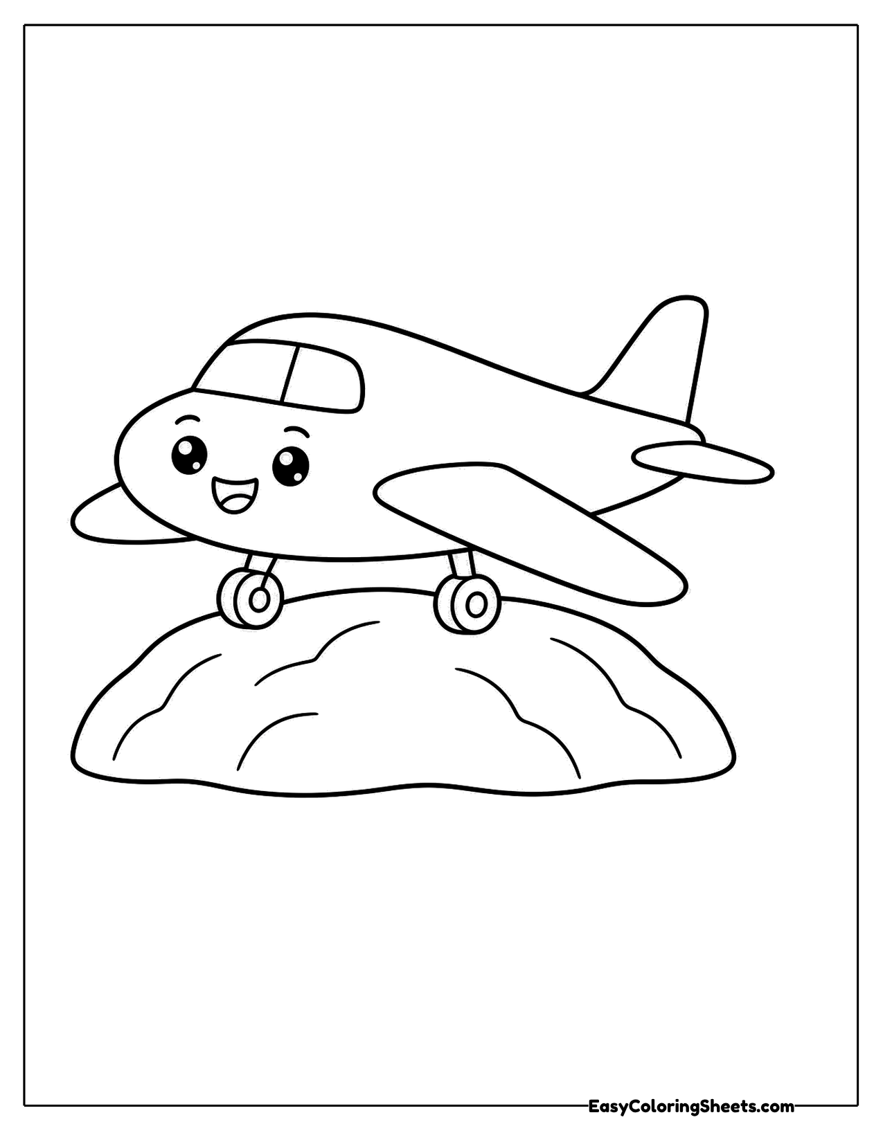 Cartoon plane resting on top of a rock