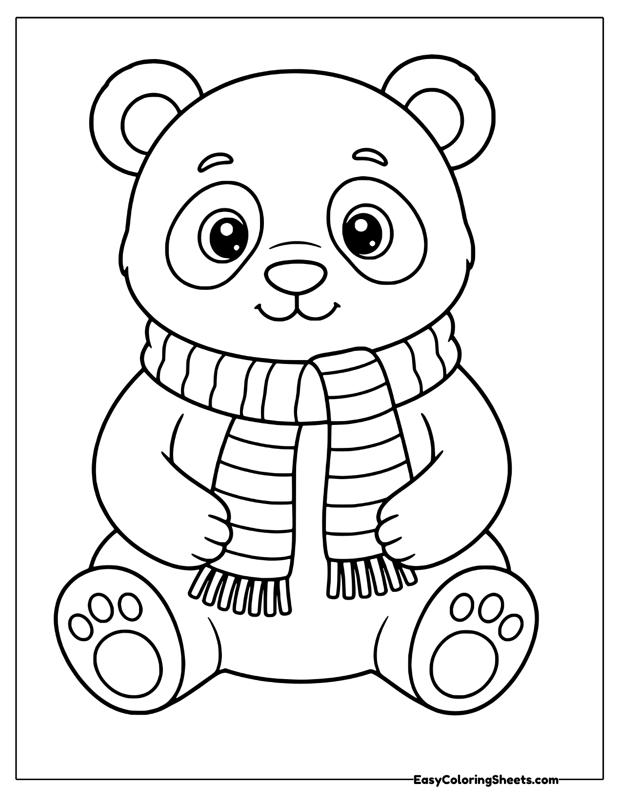 Panda in a striped scarf