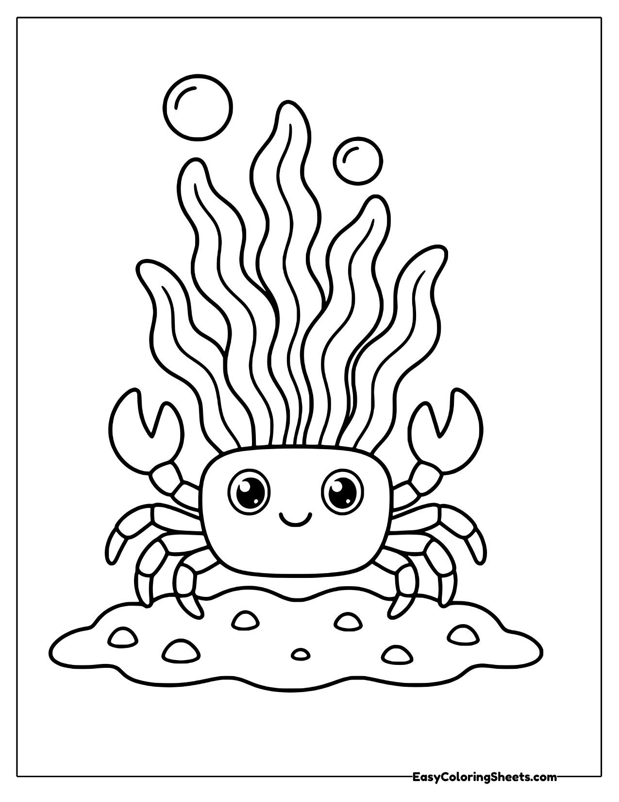 Crab under tall waving seaweed