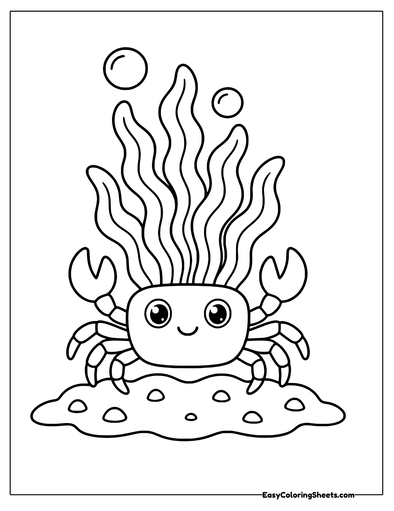 Crab under tall waving seaweed