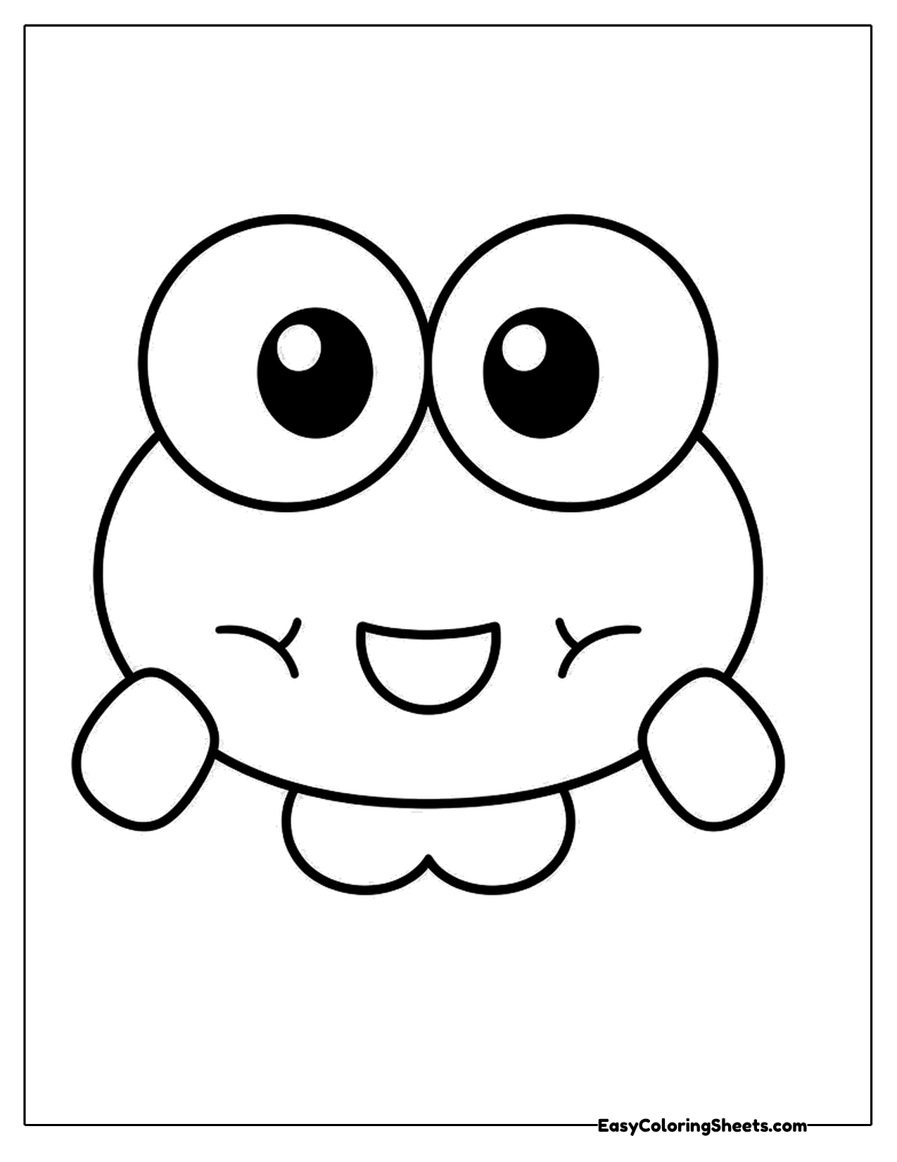 Cartoon frog face with huge round eyes