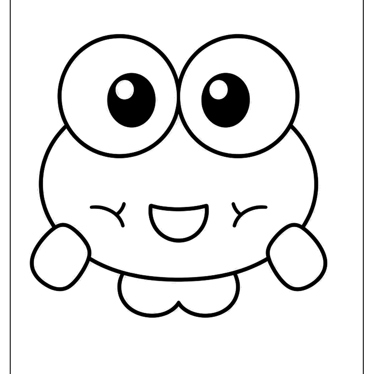 Cartoon frog face with huge round eyes