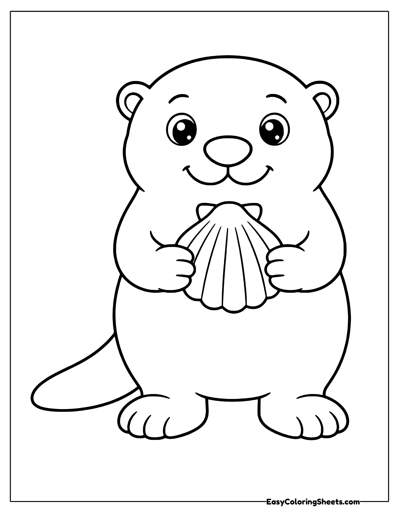 Otter holding a scallop shell