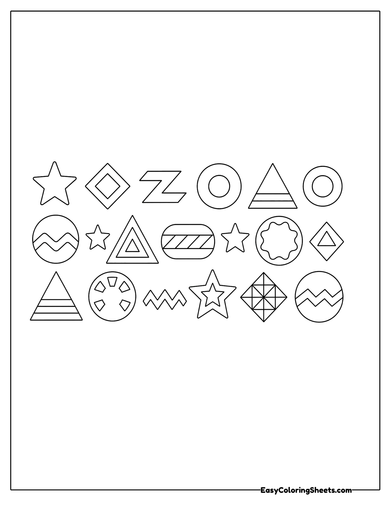 Rows of retro geometric shapes and zigzags