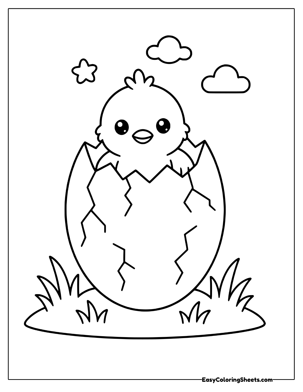 Chick peeking out of a cracked egg