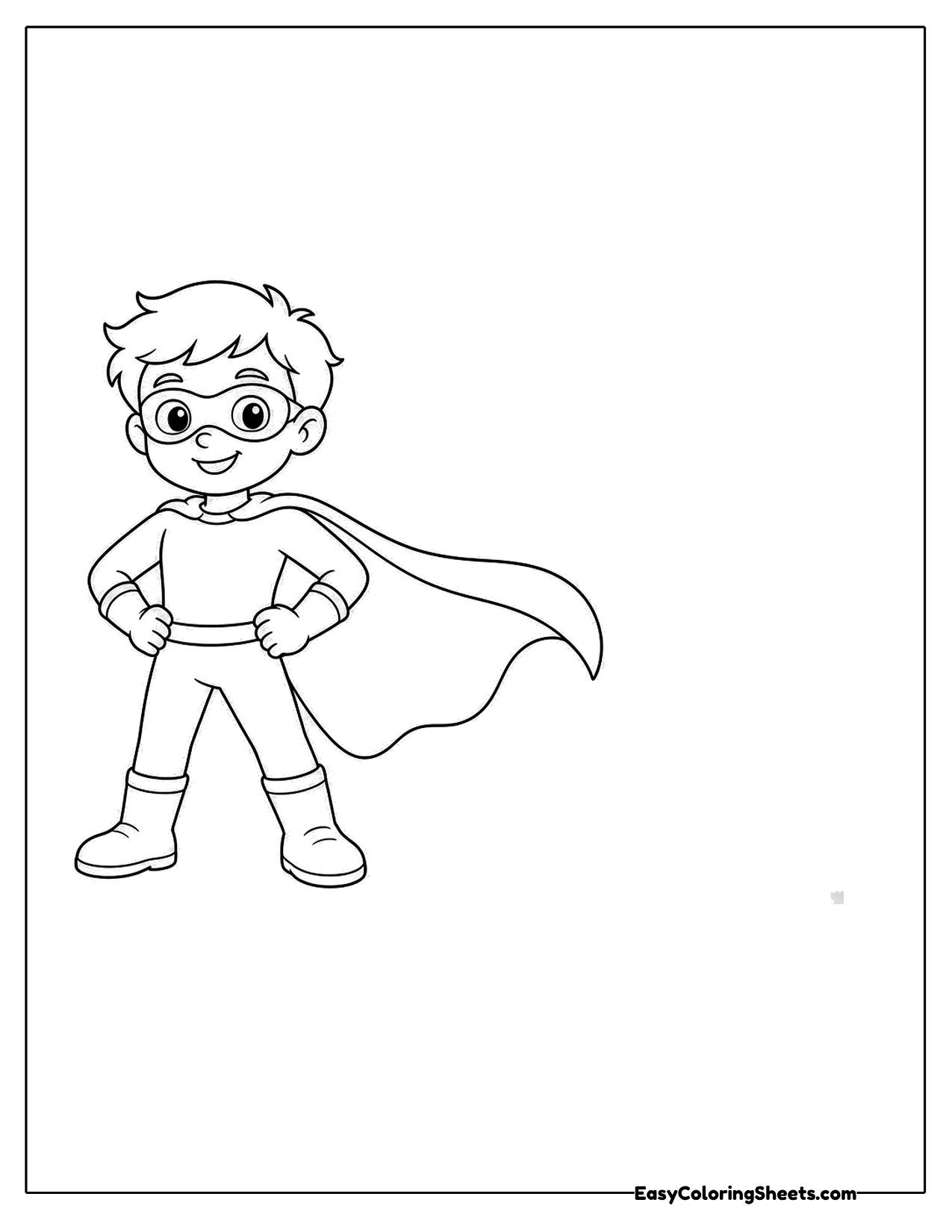 Cute boy superhero with goggles and a cape