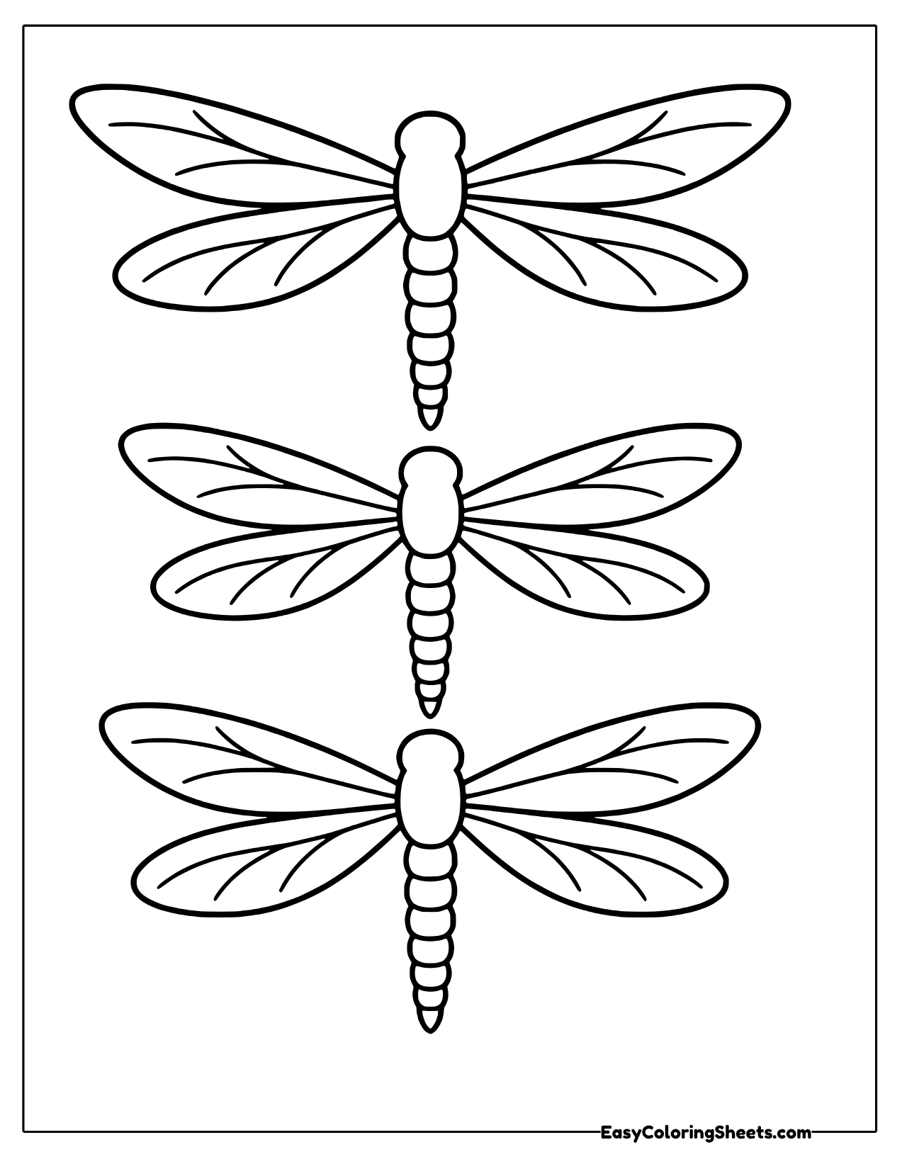 Column of three dragonflies