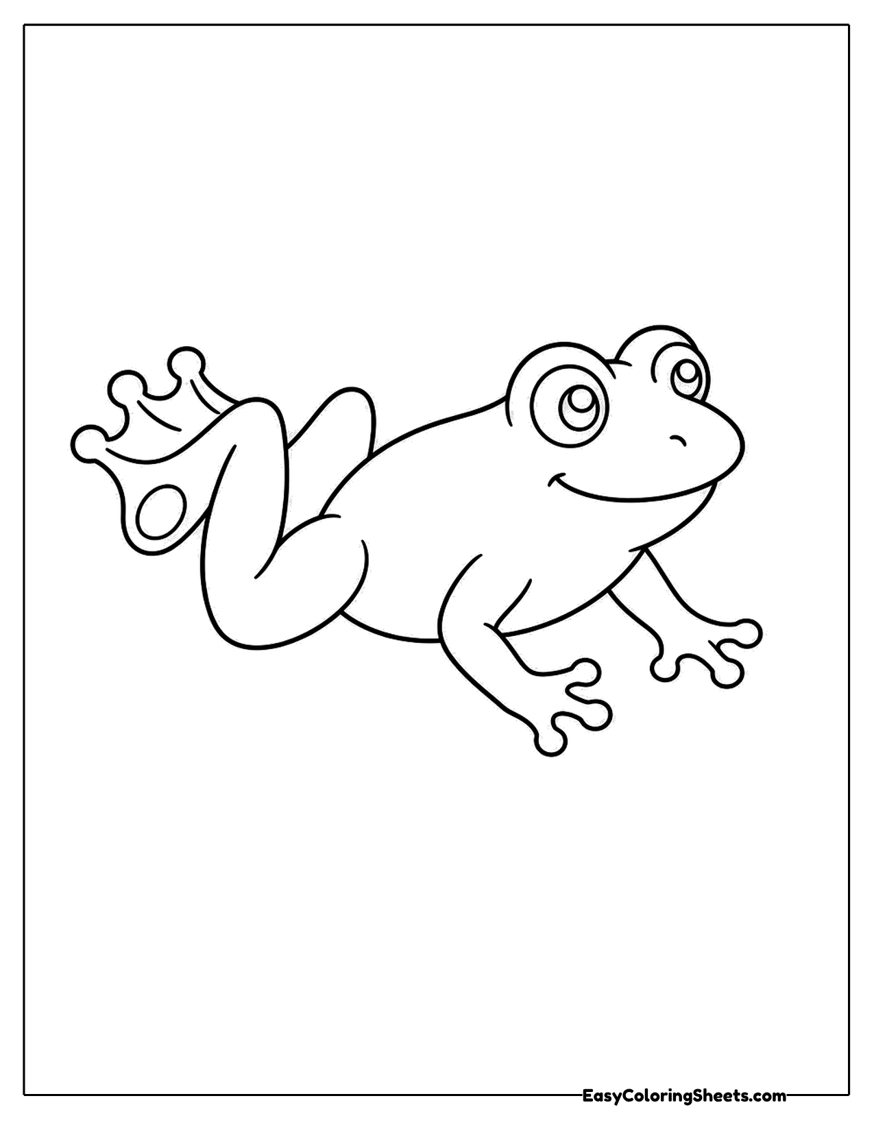 Frog leaping sideways with legs stretched out