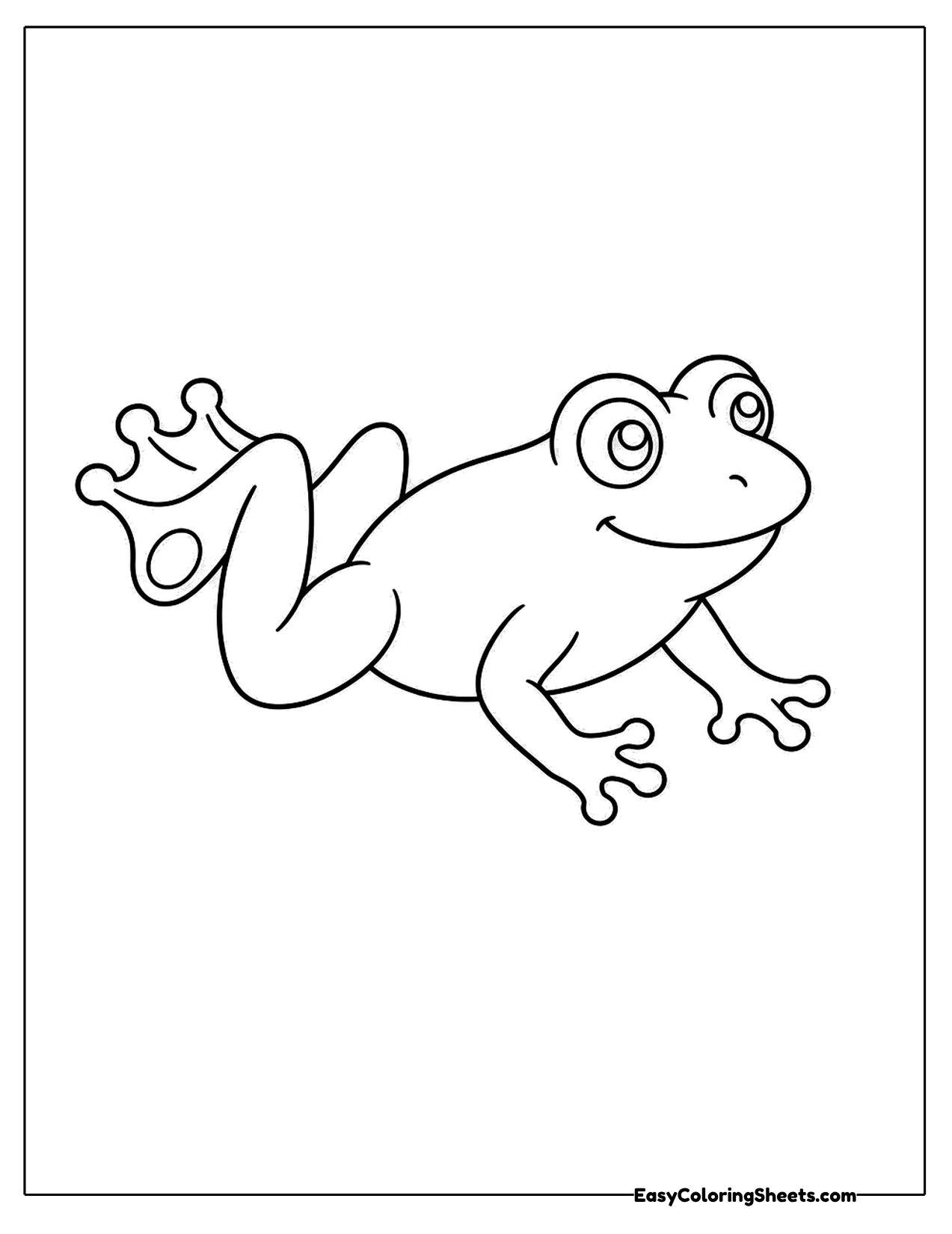 Frog leaping sideways with legs stretched out